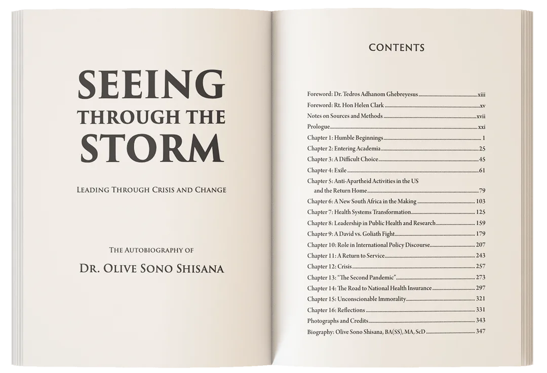Table of Contents image from Seeing Through The Storm book by Dr. Olive Sono Sishana