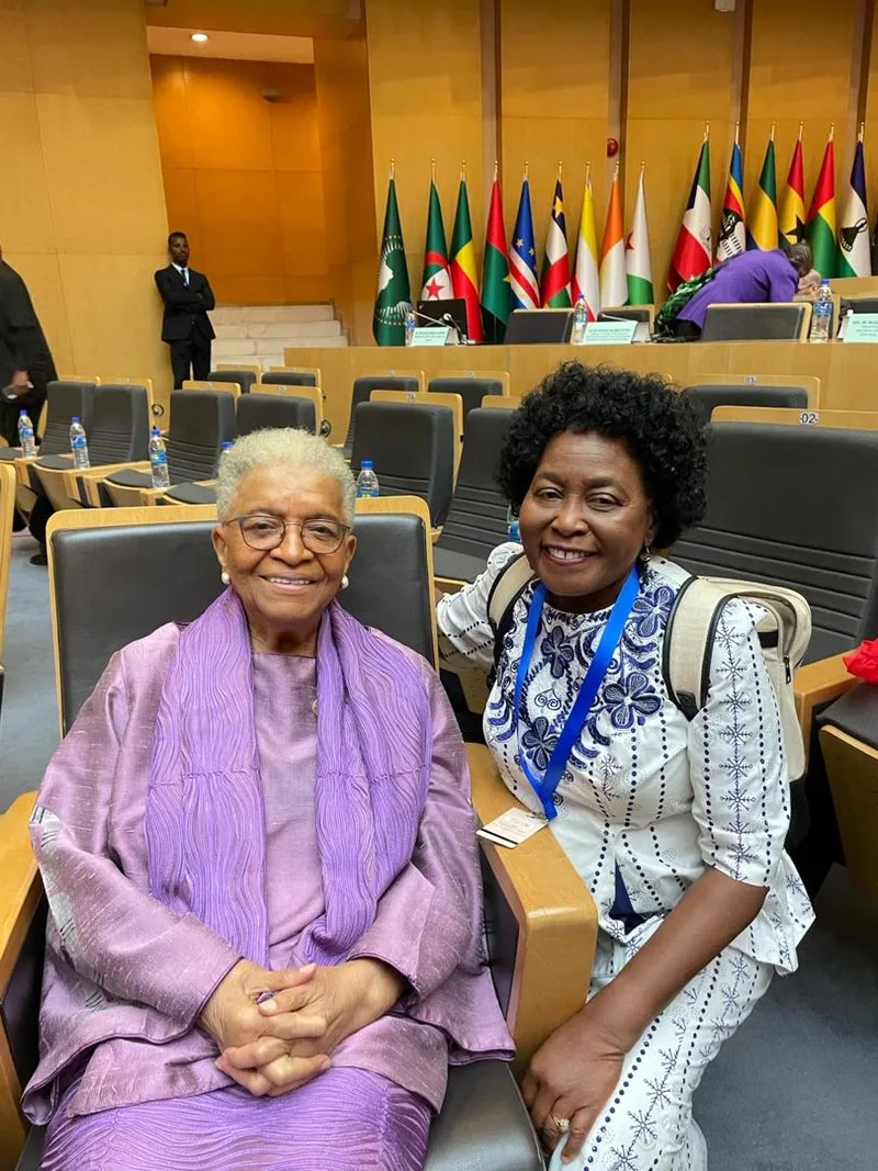 Former President Ellen Johnson Sirleaf, Liberia and Dr Olive Shisana at the AWLN meeting on Gender in Ethiopia.